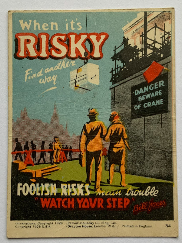 1928 Propaganda card by Parker Halladay USA When its risky find another way